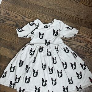 Pink Chicken White Dog Print Dress
